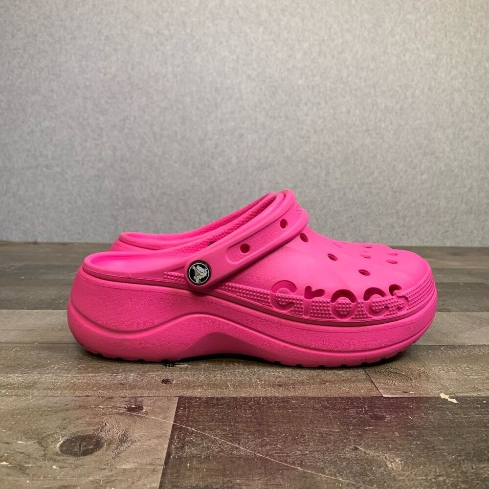 Crocs baya Platform shoes womens 10 dark pink bright EUC